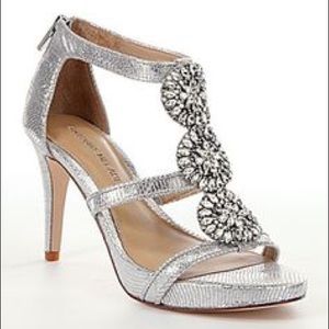 Antonio Melani Jeweled Silver Heels